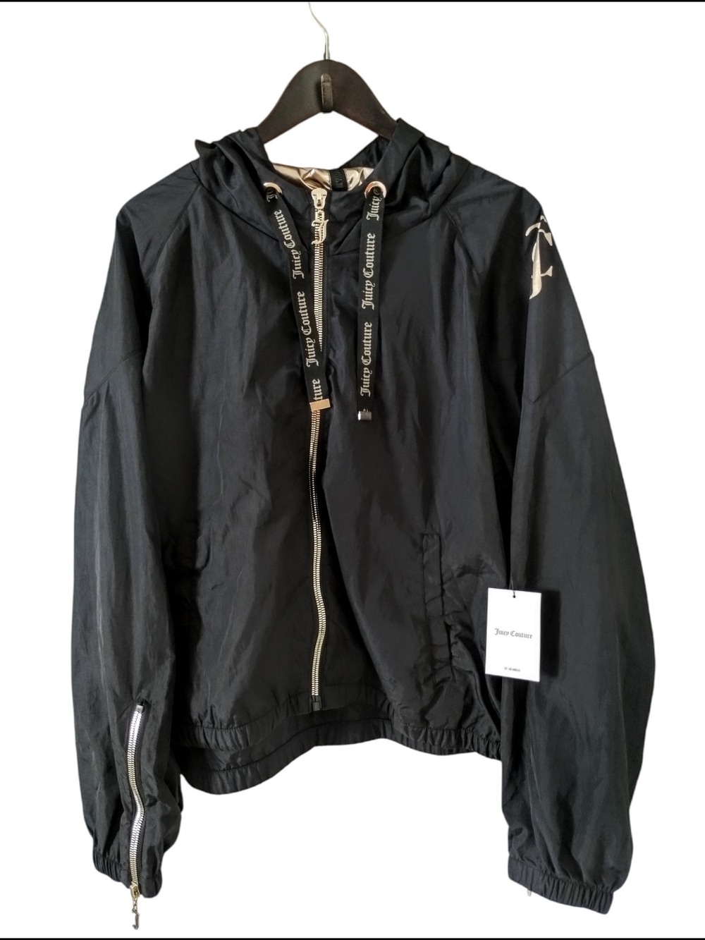 NWT Juicy Couture Monogram Embellished Jewel Crown Emblem Windbreaker Jacket